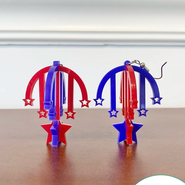 Fireworks 3D Earrings SVG File - Laser Cut File - Jewelry - 4th of July - Acrylic - Independence Day - Firecrackers - Digital Only