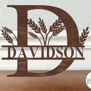 Letra de monograma dividido de trigo D SVG PDF DXF - Archivo digital - Corte láser - No se incluyen elementos físicos - Alphabet Plant Grass Descargar apellido