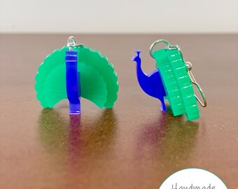 Påfågel/Kalkon 3D-örhängen SVG-fil - Laserskuren fil - Smycken - Fågel - Akryl
