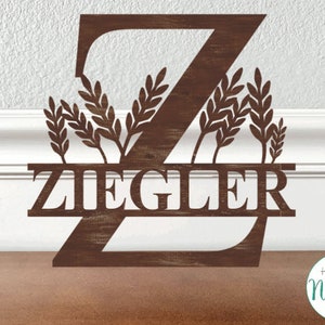 Letra de monograma dividido de trigo Z SVG PDF DXF - Archivo digital - Corte láser - No se incluyen elementos físicos - Alphabet Plant Grass Descargar apellido