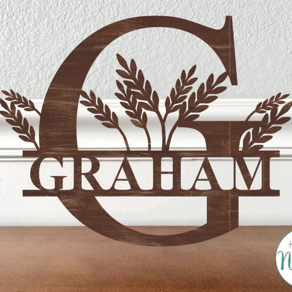 Wheat Split Monogram Letter G SVG PDF DXF - Digital File - Laser Cut - No Physical Items Included - Alphabet Plant Grass Download Last Name