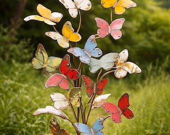 Colorful 3D Metal Butterfly Garden Art – Outdoor Stake Decor
