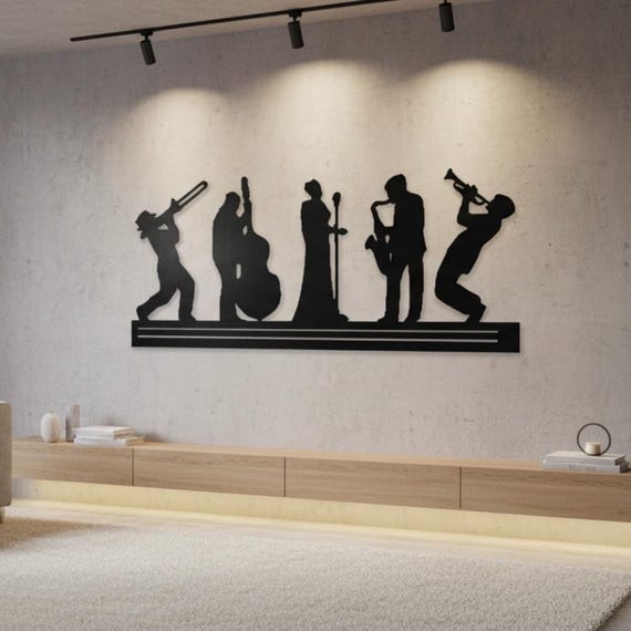 Jazz Band Metal Wall Art - Retro Music Room Decor, Gift for Musicians