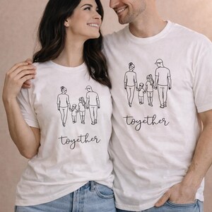 Family Matching Shirt, Minimalist Line Art Together Tee, Parents Gift