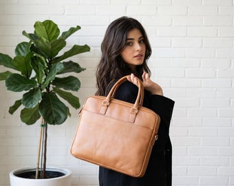 Genuine Leather Executive Briefcase – Multipocket Professional Work Bag