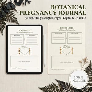 Botanical Pregnancy Journal Digital and Printable, 31 Pages Interactive Pregnancy Planner for GoodNotes, Baby Memory Book A4 A5 US Letter