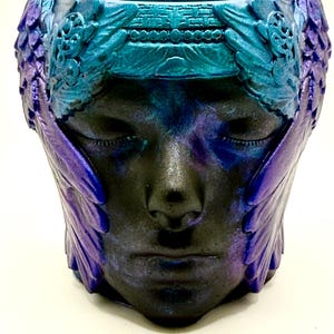 Winged Goddess Head Planter | Succulent Pot Face Planter Resin | Plant Lover Housewarming Gift