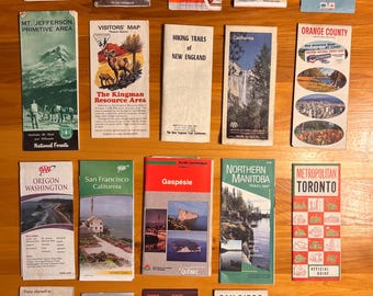 20 Vintage US and Canada road and other maps