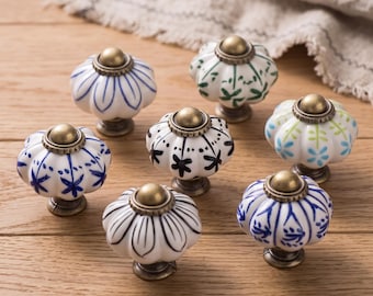 Ceramic Cabinet Knobs Drawer Pulls Kitchen Cabinet Hardware Vintage Furniture Handles Dresser Wardrobe Cupboard Door Decor Home Upgrade