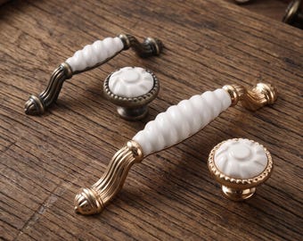 Vintage Ceramic Cabinet Handles Antique Style Drawer Pulls Classic Furniture Hardware Kitchen Cabinet Knobs Dresser Wardrobe