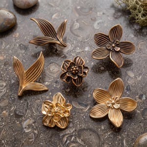 Floral Leaf Cabinet Pulls Decorative Drawer Handles Nature Inspired Furniture Hardware Kitchen Cabinet Knobs Dresser Wardrobe Pulls