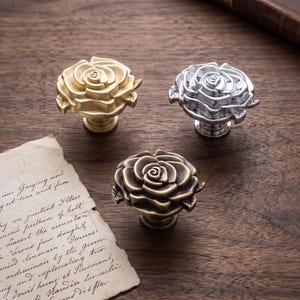 Rose Flower Cabinet Knob Decorative Drawer Pull Floral Furniture Hardware Kitchen Cabinet Handle Dresser Wardrobe Vintage Home Decor Upgrade
