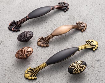 Vintage Cabinet Handles Decorative Drawer Pulls Antique Style Furniture Hardware Kitchen Cupboard Dresser Wardrobe Upgrade Home Renovation