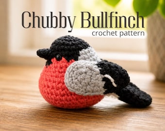 Chubby Bullfinch Crochet Pattern | Confident Beginner Amigurumi Bird PDF with photos
