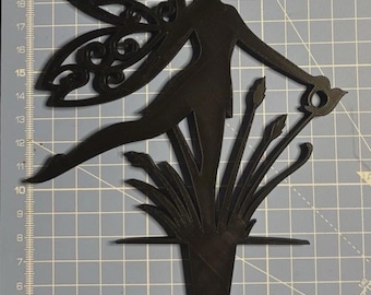 Fairy Garden Metal Silhouette Pot Stake Outdoor Lawn Yard Decoration Ornament Gift