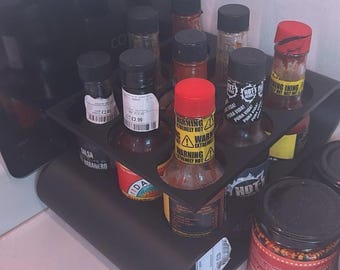 Kitchen Top Hot Sauce Caddy For 9 Bottles Of Hot Sauce
