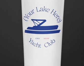 Lake Lakengren Retro 90's Yacht Club Stainless Steel Tumbler 20oz Customizable for Your Lake or Community