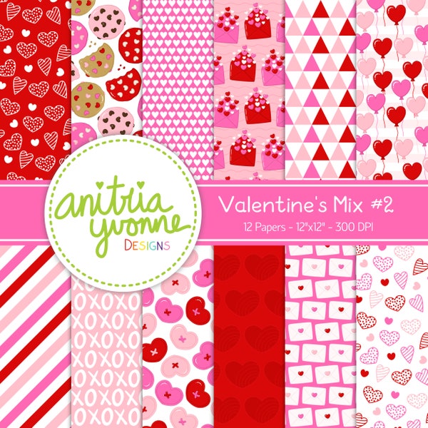 Valentine Digital Paper, Holiday Designs, Cupcake Design, Valentine Treats Design, Valentine Papers, Pink & Red Backgrounds, Commercial Use