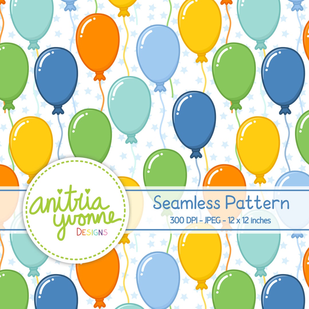Single Balloon Pattern Party Balloon Seamless Pattern, Balloon Seamless Pattern, Balloon ...