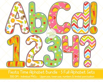 Fiesta Alphabet, Fiesta Sublimation Letters, Full Printable Alphabet, Png Letters, Png Numbers, Fiesta Alphabet, Party Letters, A-Z