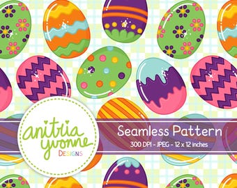 Easter Seamless Pattern, Easter Egg Seamless Pattern, Easter Repeat Pattern, Egg Pattern, Dyed Egg Seamless Background, Digital Download