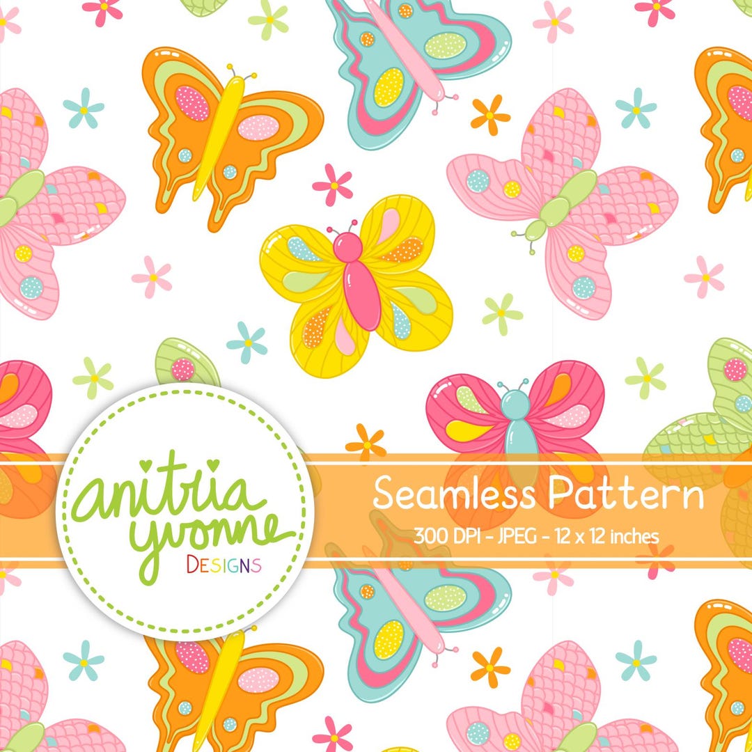 Butterfly Seamless Pattern, Bug Seamless Pattern, Butterfly Repeat ...