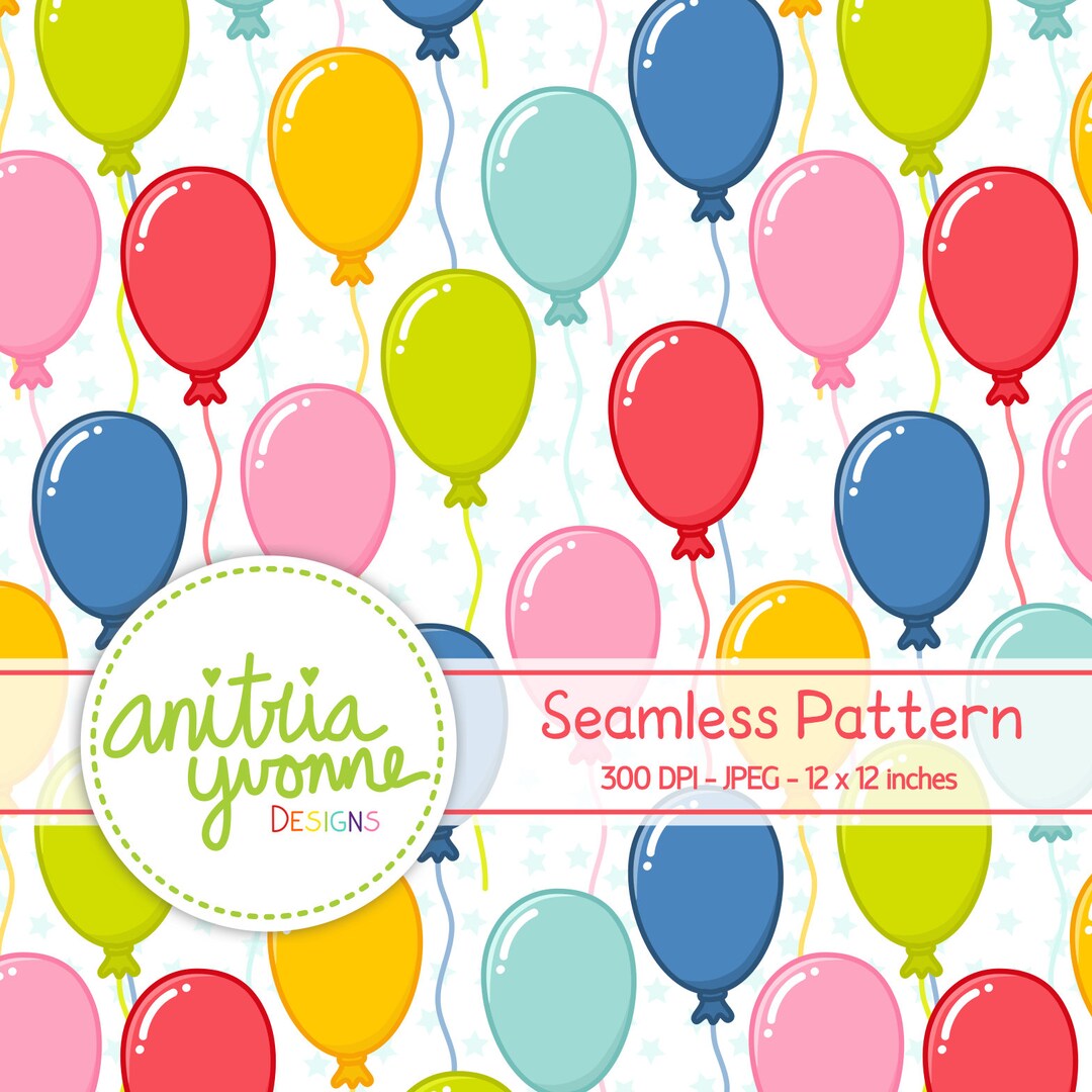 Single Balloon Pattern Party Balloon Seamless Pattern, Balloon Seamless Pattern, Balloon ...