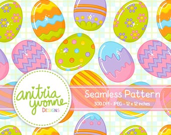 Easter Seamless Pattern, Easter Egg Seamless Pattern, Easter Repeat Pattern, Egg Pattern, Dyed Egg Seamless Background, Digital Download