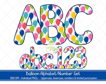 Ballon Alphabet, Ballon Sublimationsbuchstaben, voll druckbares Alphabet, Png Buchstaben, Png Zahlen, Ballon Buchstaben, Party Buchstaben