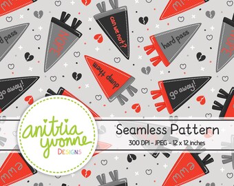 Anti Valentine Seamless Pattern, Valentine Seamless Pattern, Valentine Repeat Pattern, Anti Valentine Banner Flags, Valentine Background