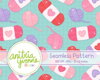 Valentine Seamless Pattern, Crochet Seamless Pattern, Valentine Repeat Pattern, Knitting Seamless Pattern, Valentine Background, Heart Yarn