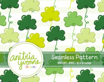 St. Patrick's Day Seamless Pattern, Saint Patrick's Day Seamless Pattern, Balloon Repeat Pattern, Shamrock Pattern, Shamrock Balloons