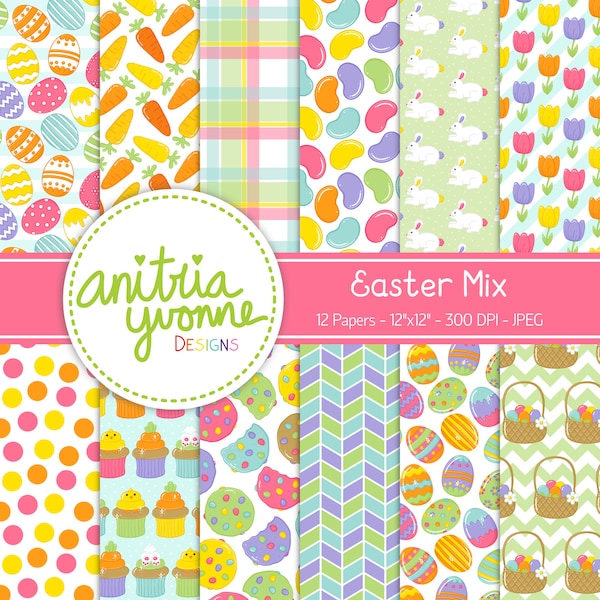 Easter Digital Paper, Easter Patterns, Holiday Backgrounds, Easter Designs, Easter Backgrounds, Rainbow Papers, Commercial Use