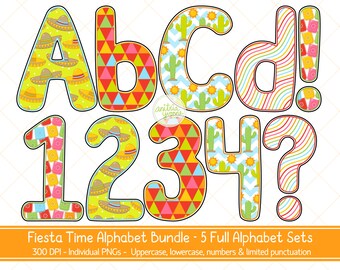 Fiesta Alphabet, Fiesta Sublimation Letters, Full Printable Alphabet, Png Letters, Png Numbers, Fiesta Alphabet, Party Letters, A-Z