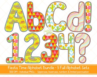 Fiesta Alphabet, Fiesta Sublimationsbuchstaben, vollständig druckbares Alphabet, Png-Buchstaben, Png-Zahlen, Fiesta-Alphabet, Party-Buchstaben, A-Z