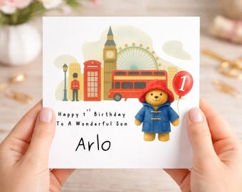 Biglietto d'auguri personalizzato per bambini di Paddington / Per figlio, figlia, nipote, nipote (figlia, nipote)