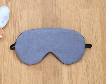 Adjustable grey linen eye mask, dark grey linen sleeping eye mask, linen both sides travel gifts, Eye cover for Travel