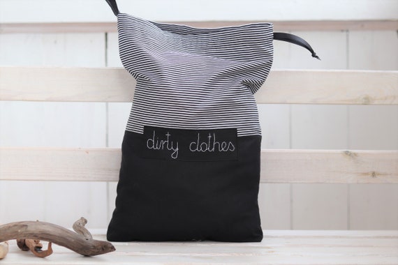 Dirty Clothes Bag With Name, Black Striped Travel Lingerie Bag, Kids Travel  Accessories, Travel Laundry Bag, Zero Waste Underwear Bag 