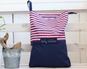 Lingerie bag custom label, drawstring laundry bag USA colors, Kids travel accessories, dirty clothes bag, honeymoon gift