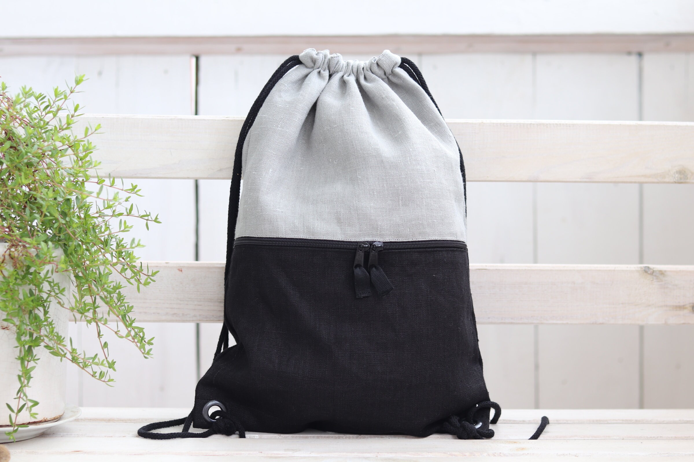 $32 ✿ LINEN WOVEN DRAWSTRING BACKPACK Diana Linen Backpack main image 4