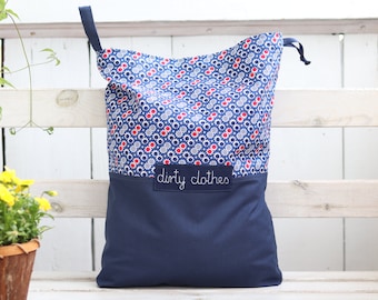 Retro print travel lingerie bag with name, dirty clothes bag gift for birthday