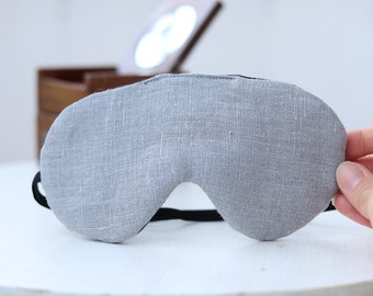 Adjustable grey linen mask, sleeping eye mask, linen both sides, travel gifts, Eye cover for Travel