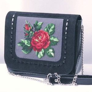 bag Leather bag handmade bag embroidered bag women bag black bag rose bag flower bag leather bag for women classical bag wife gift SALE 25%