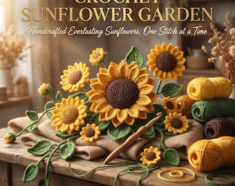 Crochet Sunflower Garden Pattern Book | Bouquet, Wreath, Hair Accessories (PDF Download)