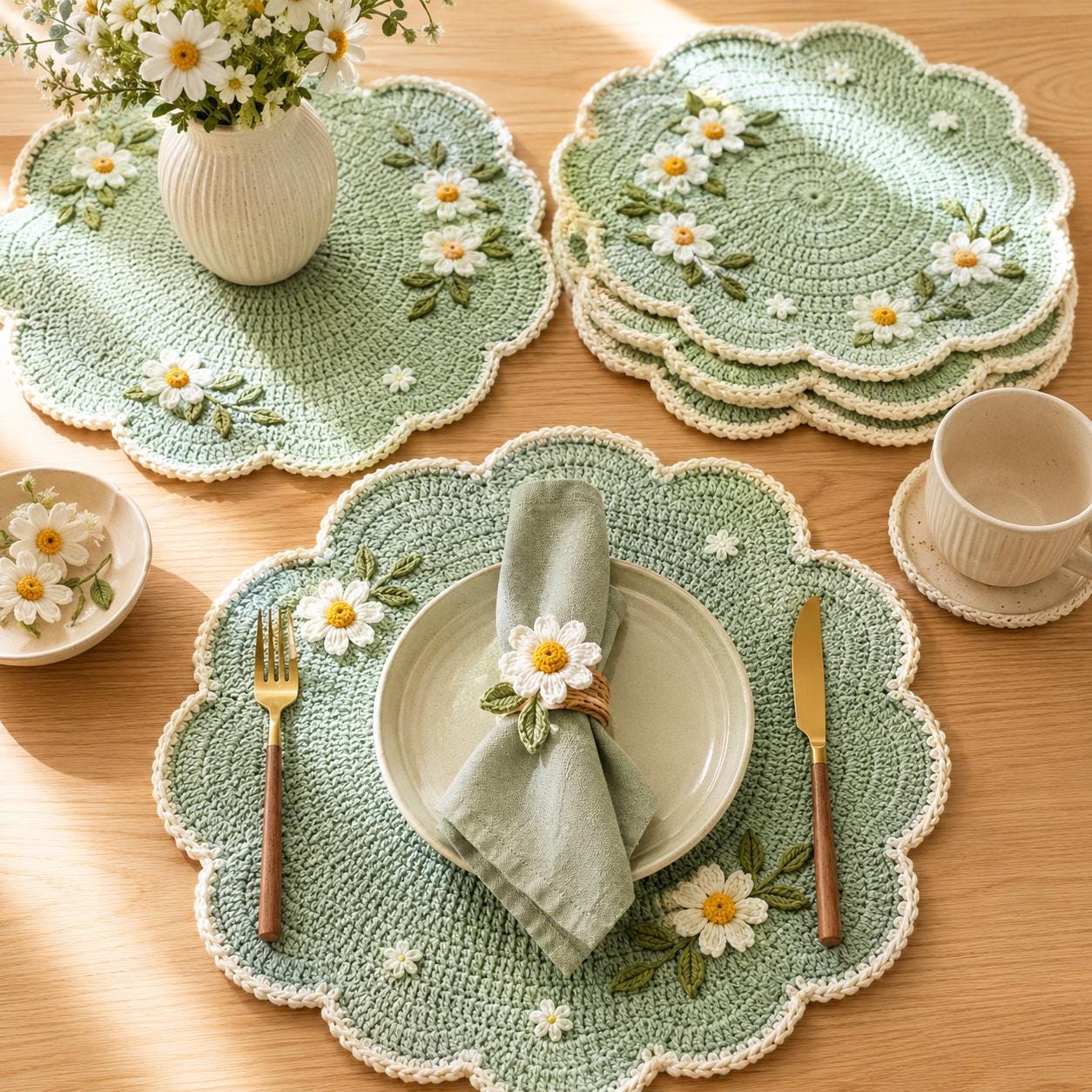Daisy Crochet Placemat Pattern | Beginner Friendly Cottagecore