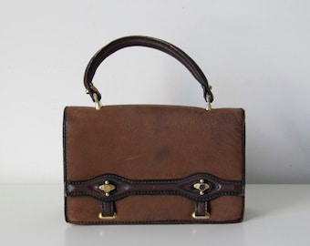 Vintage brown suede mini doctors accordion bag