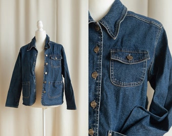 Vintage 90s short dark denim jacket