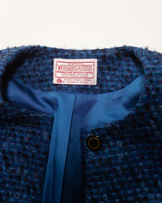 vintage Pendleton blue wool cropped jacket - image 10