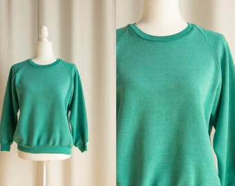 vintage turquoise crewneck sweatshirt / made in canada / poly cotton