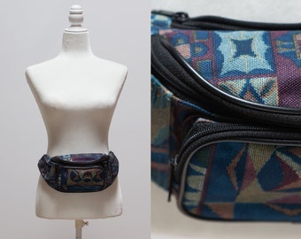 vintage 90s aztec pattern fanny pack belt bag